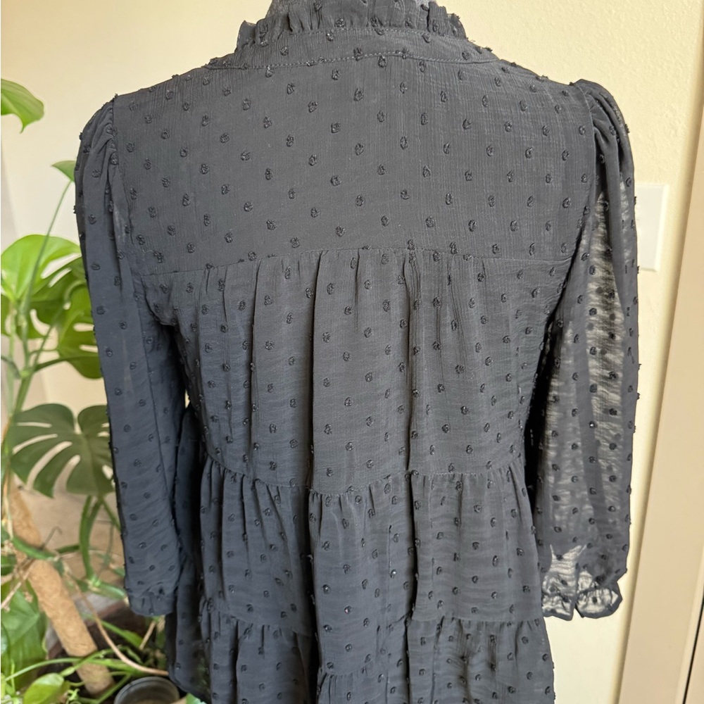 Black Women's Ruffled Collared Blouse - Picture 5 of 6
